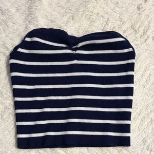 Navy and White Striped Tube Top